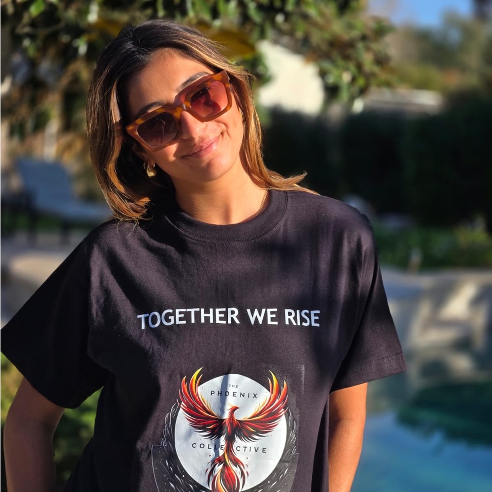 Black Graphic Tee with Phoenix Design